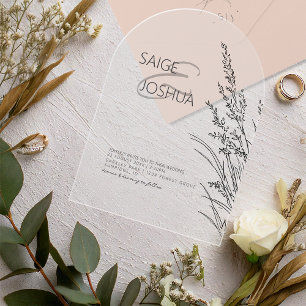 Invitations En Acrylique Mariage de jardin lavé par le soleil ID1283