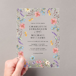 Invitations En Acrylique Mariage de jardin rustique moderne simple Fleur sa