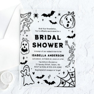 Invitations En Acrylique Mariage de la mariée squelette fantôme d'Halloween