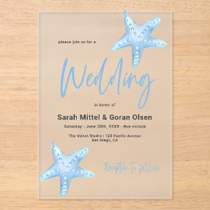 Invitations En Acrylique Mariage de la mer bleue profonde