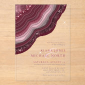 Invitations En Acrylique Mariage de la Parties scintillant de la géode Agat (Recto)