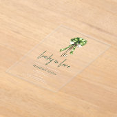 Invitations En Acrylique Mariage de la Saint-Patrick Or Clé et Trèfle (Poser)
