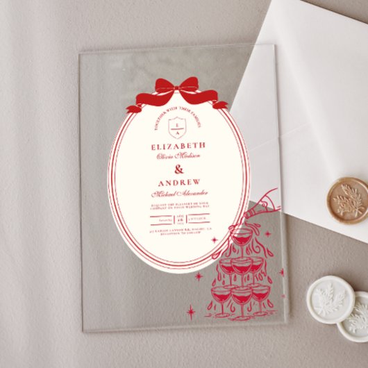 Invitations En Acrylique Mariage de la tour de Champagne Whimsical