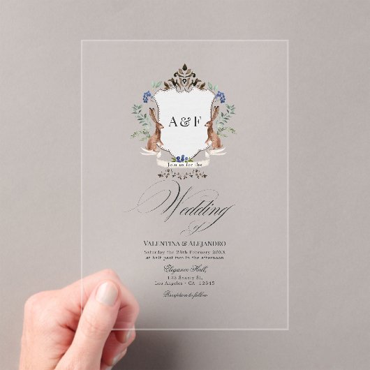 Invitations En Acrylique Mariage de lapin en bois blanc transparent (In situ (ordinateur de poche))