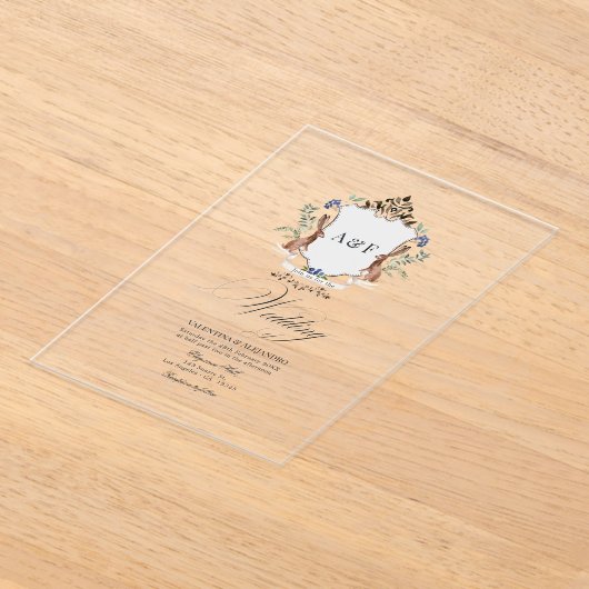 Invitations En Acrylique Mariage de lapin en bois blanc transparent (Poser)