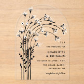 Invitations En Acrylique Mariage de l'Arche respiratoire du bébé noir (Recto)