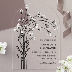 Invitations En Acrylique Mariage de l'Arche respiratoire du bébé noir