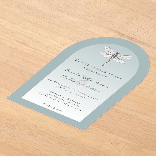 Invitations En Acrylique Mariage de libellules turquoise (Poser)