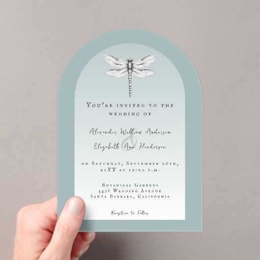 Invitations En Acrylique Mariage de libellules turquoise (In situ (ordinateur de poche))