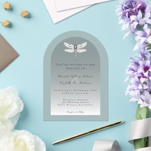 Invitations En Acrylique Mariage de libellules turquoise (Insitu (Mariage))