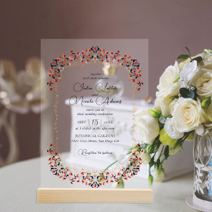 Invitations En Acrylique Mariage de Luxe Artistique Botanique Floral Paisle