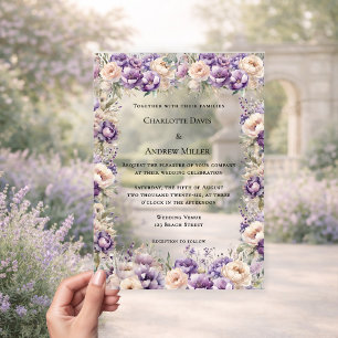 Invitations En Acrylique Mariage de luxe floral crème champagne lavande
