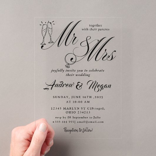 Invitations En Acrylique Mariage de M. et Mme (In situ (ordinateur de poche))