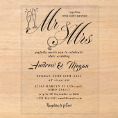 Invitations En Acrylique Mariage de M. et Mme (Recto)