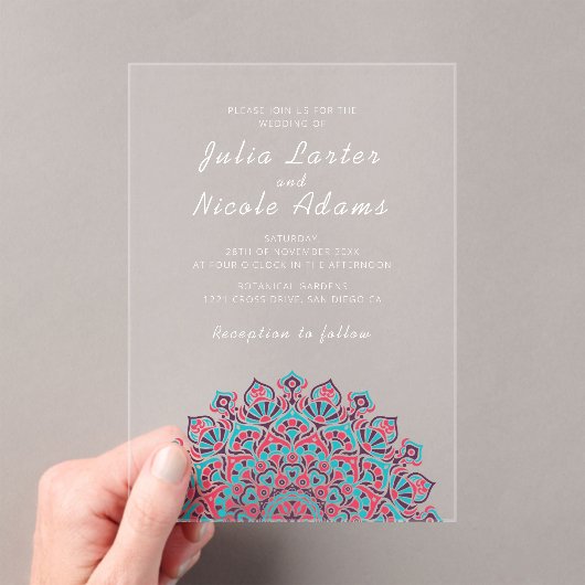 Invitations En Acrylique Mariage de Mandala de croissant aérien radieux (In situ (ordinateur de poche))