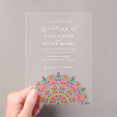 Invitations En Acrylique Mariage de Mandala rétro mexicain Terrain fleuriss (In situ (ordinateur de poche))