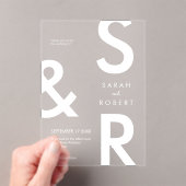 Invitations En Acrylique Mariage de monogramme blanc moderne (In situ (ordinateur de poche))