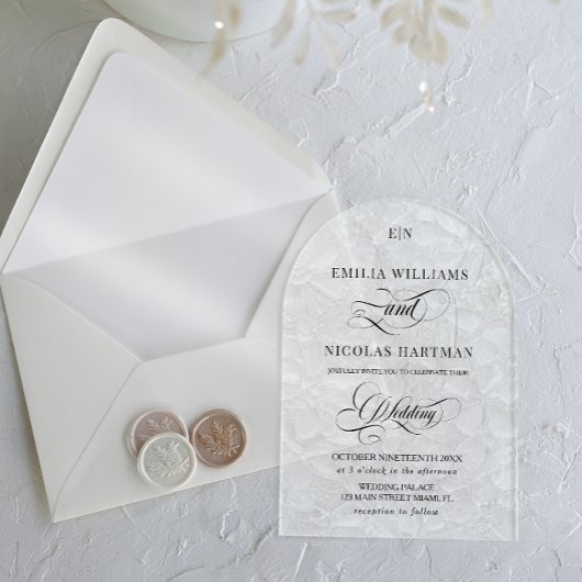 Invitations En Acrylique Mariage de monogramme calligraphie