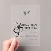 Invitations En Acrylique Mariage de monogramme classique élégant pour esper (In situ (ordinateur de poche))