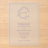 Invitations En Acrylique Mariage de monogramme de poitrine de Lavande (Recto)
