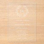 Invitations En Acrylique Mariage de monogramme floral (Recto)