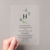 Invitations En Acrylique Mariage de monogramme géométrique de la Botanique  (In situ (ordinateur de poche))