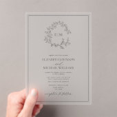 Invitations En Acrylique Mariage de monogramme gris moderne (In situ (ordinateur de poche))