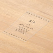 Invitations En Acrylique Mariage de monogramme minimaliste (Poser)