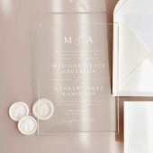 Invitations En Acrylique Mariage de monogramme moderne élégant