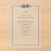 Invitations En Acrylique Mariage de monogramme noir et blanc élégant (Recto)