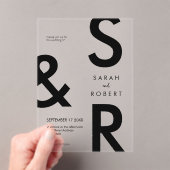 Invitations En Acrylique Mariage de monogramme noir moderne (In situ (ordinateur de poche))