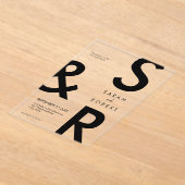 Invitations En Acrylique Mariage de monogramme noir moderne (Poser)