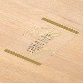 Invitations En Acrylique Mariage de monogramme or Blue Elegant (Poser)