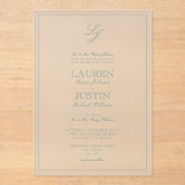 Invitations En Acrylique Mariage de monogramme vert de série classique (Recto)