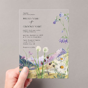 Invitations En Acrylique Mariage de montagne Rustique Fleur sauvage aquarel
