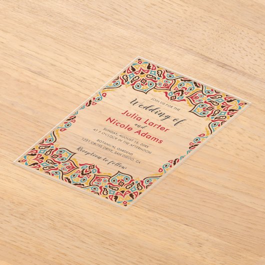 Invitations En Acrylique Mariage de Motif de mandala géométrique classique (Poser)