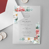 Invitations En Acrylique Mariage de Noël Floral Élégant d'Hiver