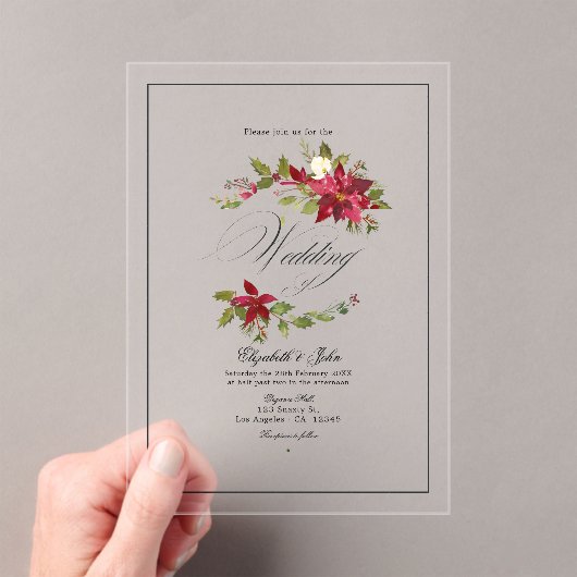 Invitations En Acrylique Mariage de Noël Holly Wreath (In situ (ordinateur de poche))