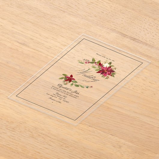 Invitations En Acrylique Mariage de Noël Holly Wreath (Poser)