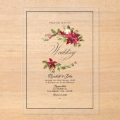 Invitations En Acrylique Mariage de Noël Holly Wreath (Recto)