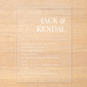 Invitations En Acrylique Mariage de noms élégants modernes (Recto)