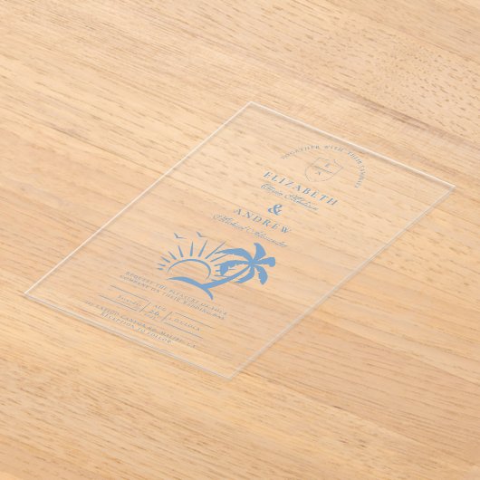 Invitations En Acrylique Mariage de palmier à main Nautique (Poser)