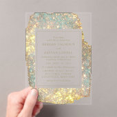 Invitations En Acrylique Mariage de Parties scintillant Iridescente moderne (In situ (ordinateur de poche))