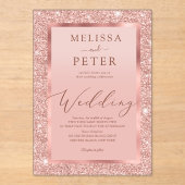 Invitations En Acrylique Mariage de Parties scintillant rose Gold (Recto)