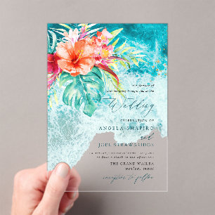 Invitations En Acrylique Mariage de plage au paradis tropical PixDezines