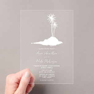 Invitations En Acrylique Mariage de plage de Palm Trees Island
