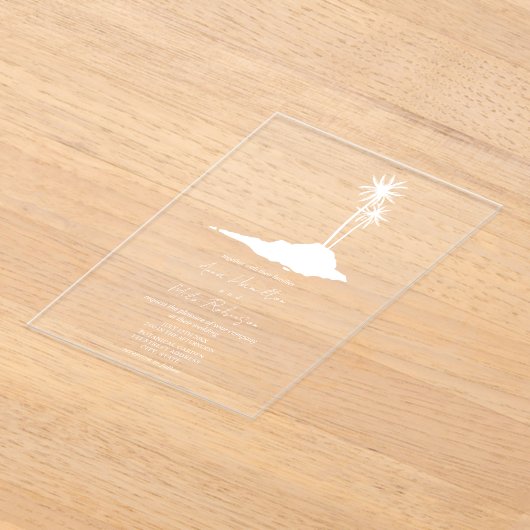 Invitations En Acrylique Mariage de plage de Palm Trees Island (Poser)