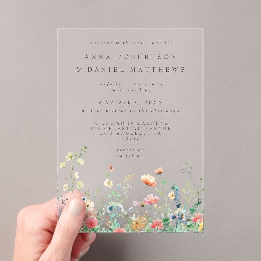 Invitations En Acrylique Mariage de prairie Fleur sauvage lunaire (In situ (ordinateur de poche))