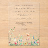 Invitations En Acrylique Mariage de prairie Fleur sauvage lunaire (Recto)