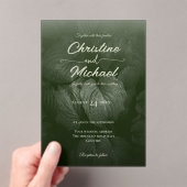 Invitations En Acrylique Mariage de printemps à la feuille verte (In situ (ordinateur de poche))